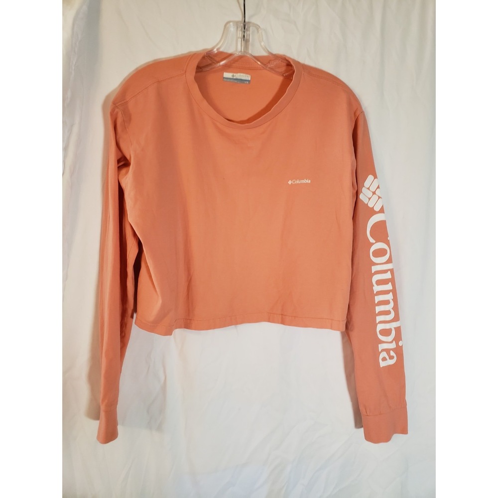 Women's Columbia Peach Long Sleeve Cropped T Shirt Size L